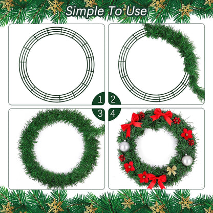 Aodaer 24 Pack 30 Inch Wire Wreath Frame Christmas Dark Green Wire Wreath Ring Round Metal DIY Floral Crafts Wreaths for Halloween New Year Holiday Valentines Day Decorations
