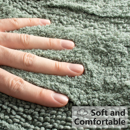 KOEXM Half Circle Boho Bathroom Rugs with Tassels for Bohemian Bedroom Soft Half Circle Rug Handcrafted Crochet Cotton Non Slip Absorbent Washable Rug Cute Bath Mats for Boho Bathroom Decor 32"x20"
