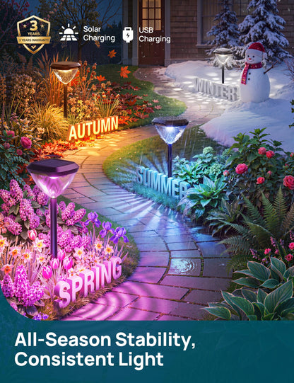 Linkind Smart Solar Pathway Lights SP6, App/Voice Control Solar Lights Outdoor Waterproof, 43+ Preset Scenes, Cool/Warm White/Color-Changing Outdoor Garden Lights for Yard, Patio, 4 Pack