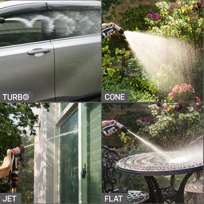 Redesigned Eden PRO 94844 Metal Rear-Trigger 4-Pattern Turbo Nozzle | Heavy-Duty Hose Sprayer for Garden, Lawn, Plants, Outdoor Cleaning, Durable Aluminum Core, Quick Connect Set Bundle