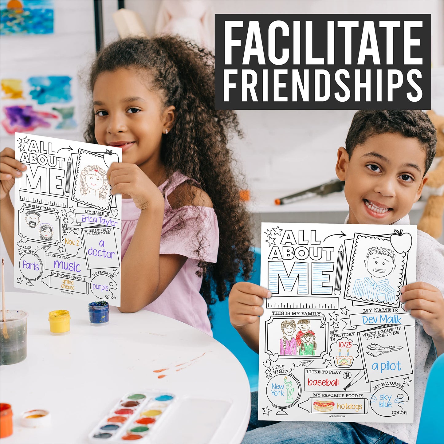 Hadley Designs All About Me Posters for Classroom Must Haves - 20 Star Student Poster, 100 Days of School Items, Star of The Week Poster Elementary Classroom Decor, End of School Year Teacher Supplies