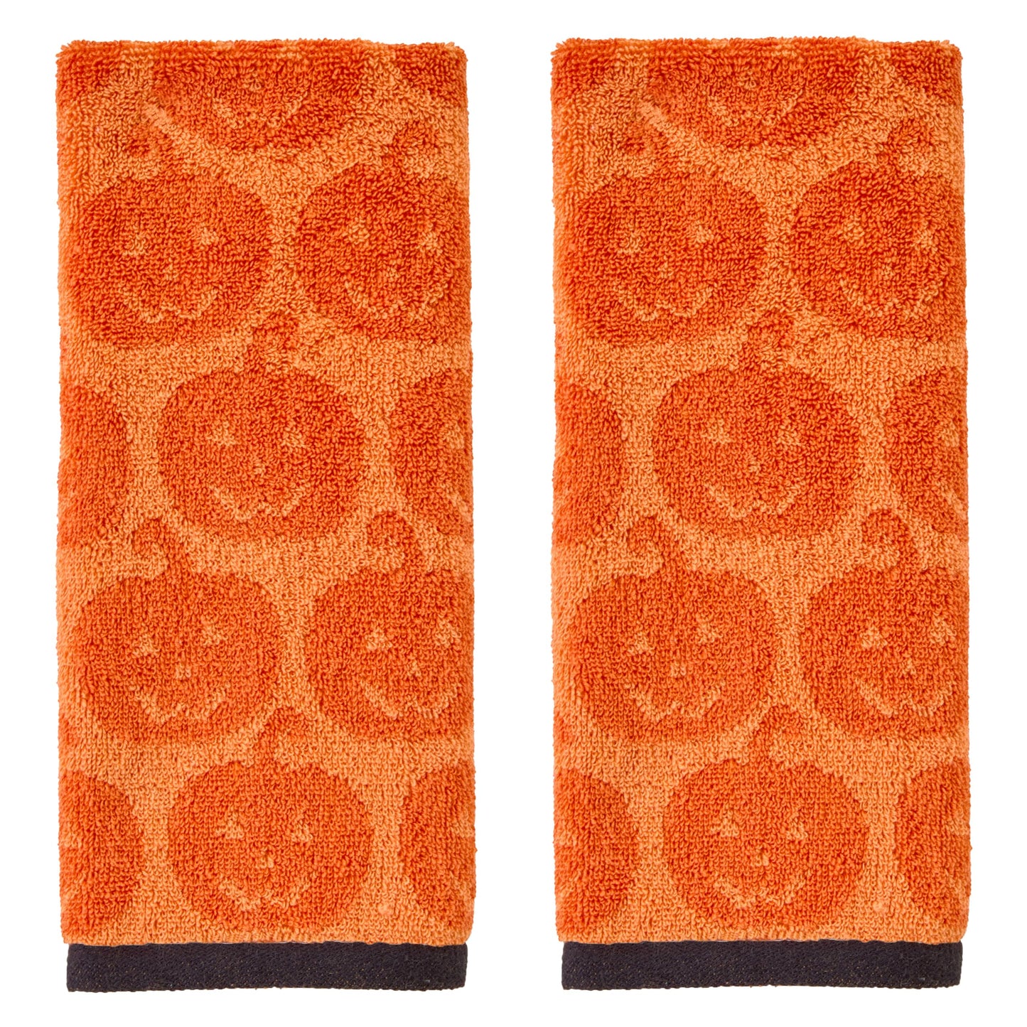 SKL Home Halloween Jack-O-Lantern 100% Cotton Jacquard 2pc Hand Towel Set, Reversible, Soft & Absorbent, Decorative for Bath/Kitchen/Bar & Gift, Orange