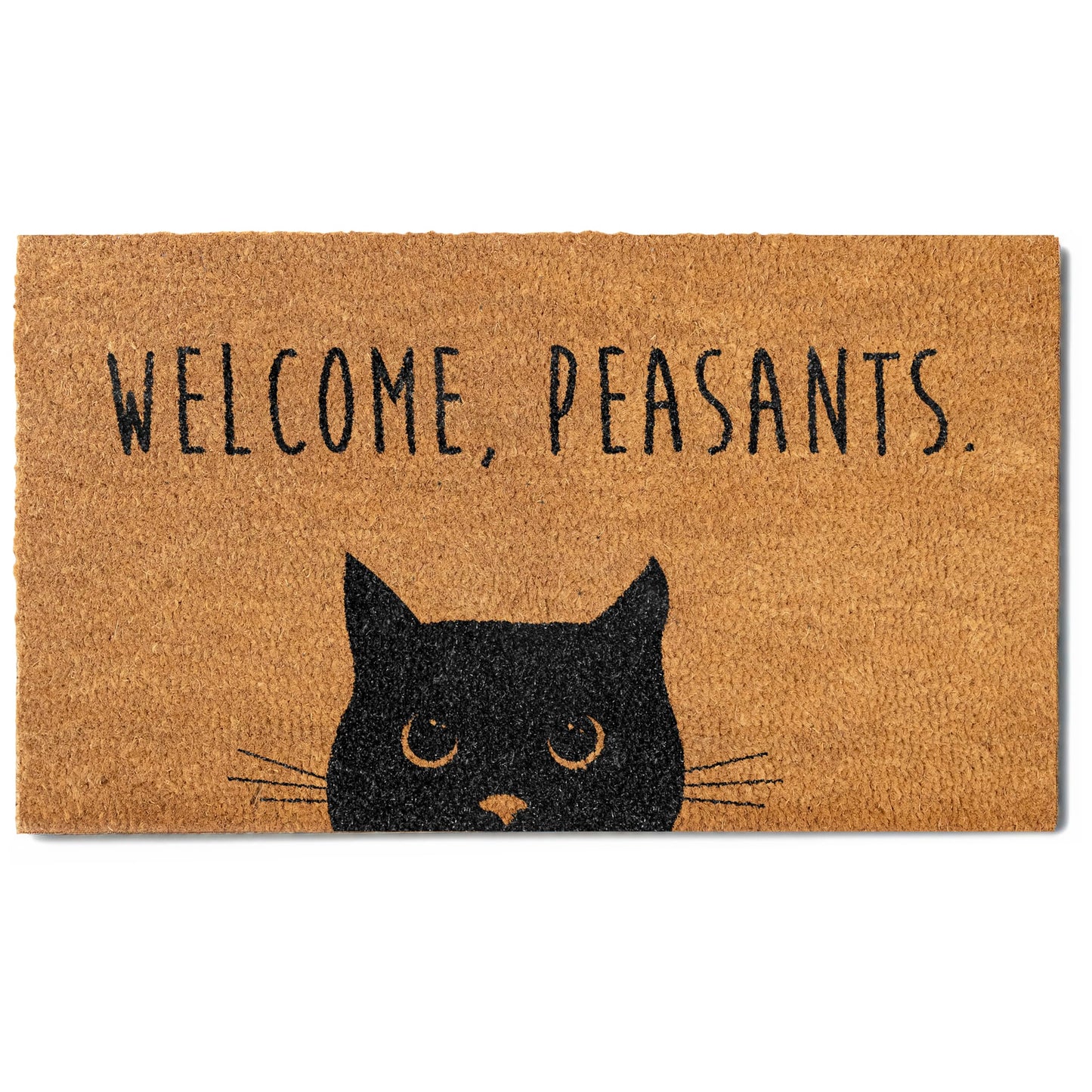 Welcome Peasants Cat Doormat 30x17 Inch, Funny Black Cat Door Mat for Covered Area, Funny Welcome Mat Gift w/ Non-slip PVC Backing