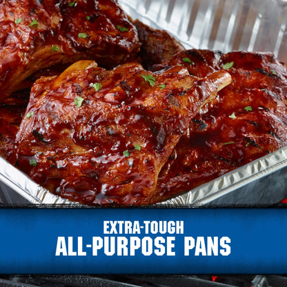 Kingsford Heavy Duty Large Aluminum Pans - Disposable Aluminum Pans for Cooking, Baking, Grilling, Frying & Roasting - Ideal Disposable Chafing Dish, Broiler, & Outdoor Tray 4 Count, (Pack of 1)