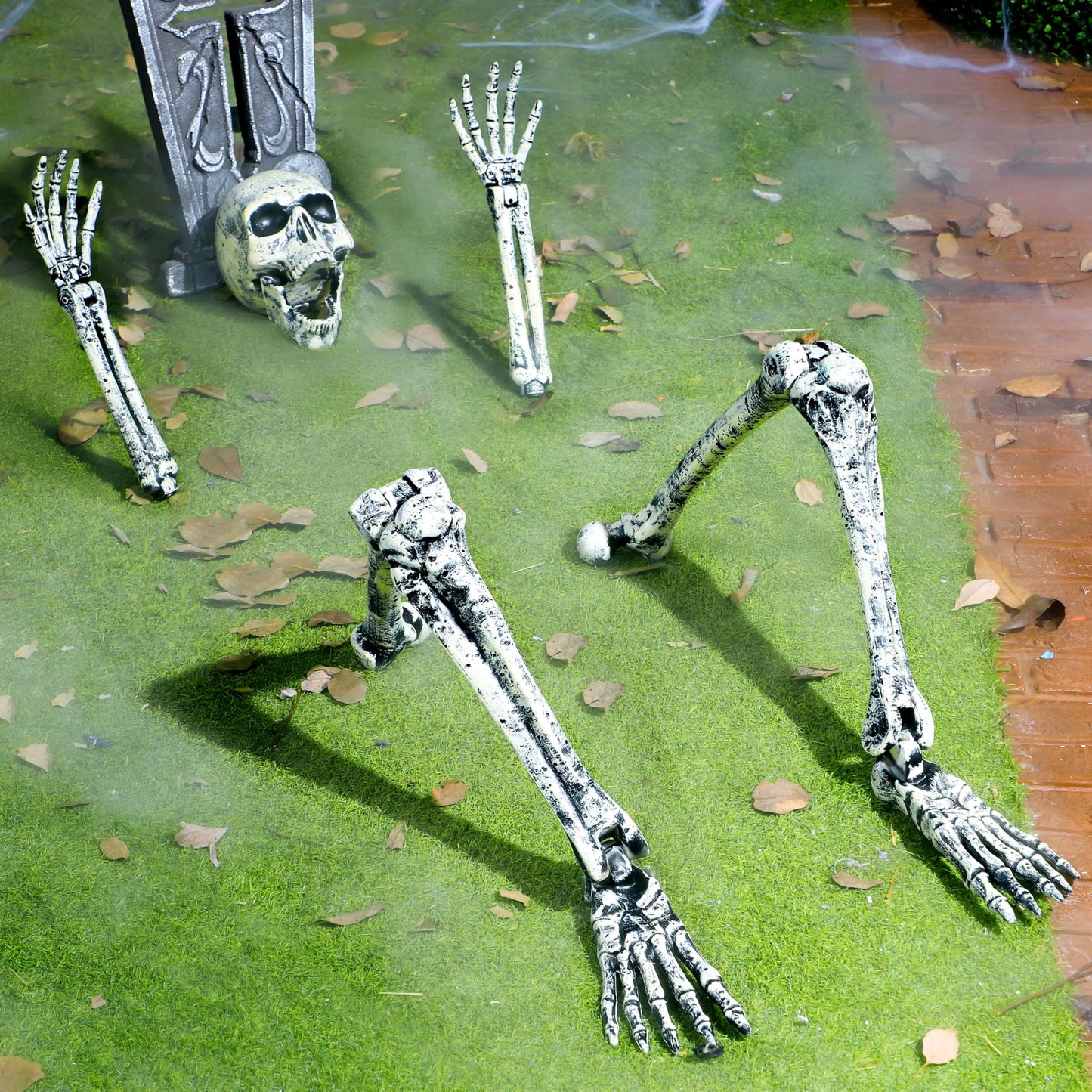JOYIN 5 Pcs Halloween Skeleton Decorations Outdoor, Life Size Skeleton Yard Stakes, Groundbreaker Skulls Decor for Graveyard Yard Lawn Garden Ground Party Supplies