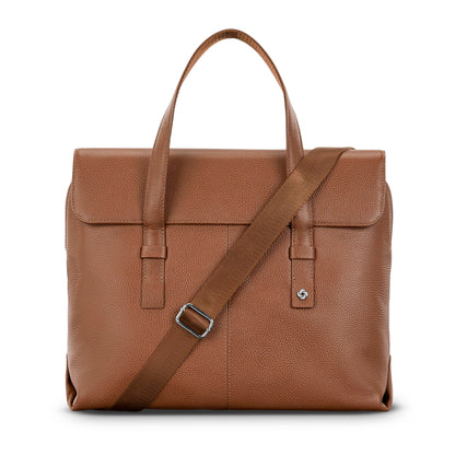 Samsonite Mobile Solution 2 Convertible Leather Briefcase, Pebbled Leather Laptop Bag with Crossbody Strap, Padded Sleeve, StackIt™ Strap & Organizational Pockets – Professional Work Tote - Cognac