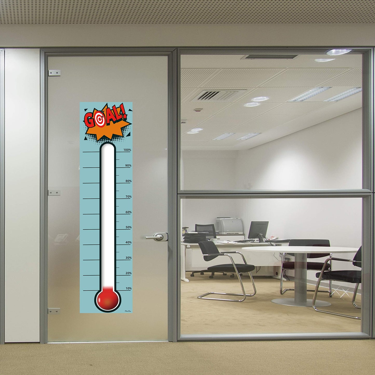 Goal Thermometer Chart Goal Tracker - 48"x12" Adhesive Dry Erase Fundraising Thermometer Sticker