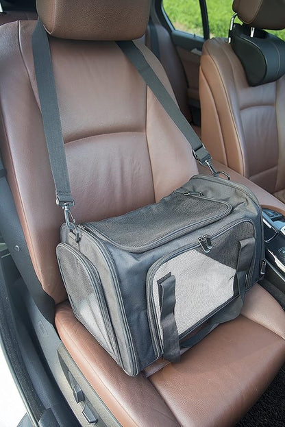 Soft Sided Carrier for Small Medium Cats Dogs,TSA Airline Approved Collapsible Travel Pet Carrier Medium Black