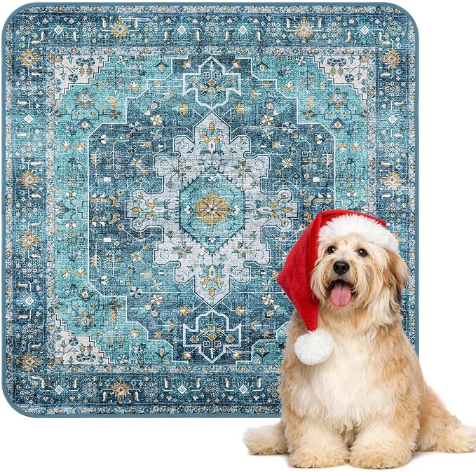 Lahome Extra-Large Washable Dog Pee Pads (72"x72") - Super Absorbent & Waterproof - Leakproof Reusable Mat for Playpens, Beds & Whelping, Convenient Cleanup,Blue