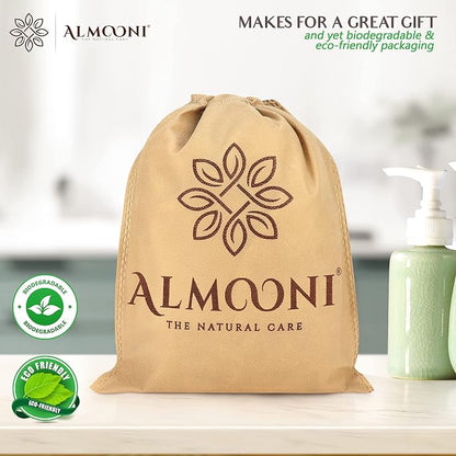 Almooni Premium Egyptian Exfoliating Loofah Pad Body Scrubber - Rectangular loofa Shape - Made with Natural Egyptian Shower lufa Sponge that Gets You Clean, Not Just Spreading Soap (2 Pack)