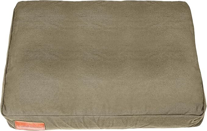 WHITEDUCK Outdoor Dog Bed Heavy-Duty 12oz Canvas, Water-Repellent Cotton, Machine Washable Removable Cover with Full-Length Zipper, Dog Bed for Large Dogs & Crate, (Olive) 28" Lx20 Wx4.3 th (S)
