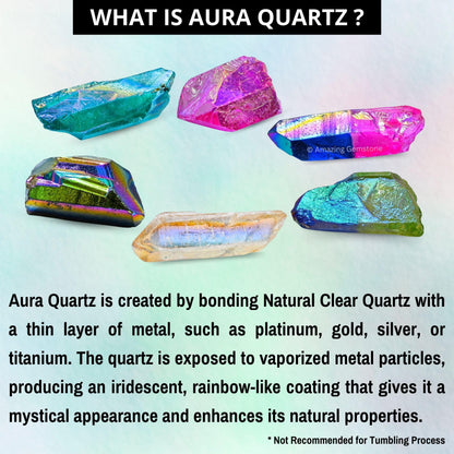 Amazing Gemstone 2 Pieces Angel Aura Quartz Raw Pencil Points Crystals and Healing Stones, Natural Rocks for Meditation and DIY Raw Point Stones and Crystals