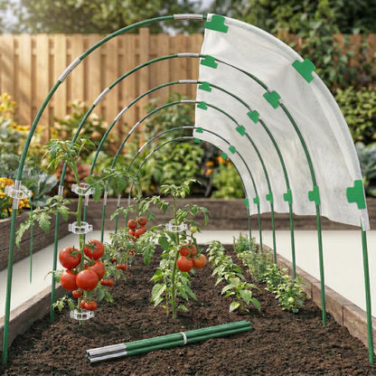 36PCS Garden Hoops for Raised Beds & 30PCS Tomato Clips, Greenhouse Hoops for Netting, Rust-Free Diameter 0.23” Fiberglass Plant Support Garden Stakes Can Cover 2.8ft-3.5ft in Width (36PCS+30 Clips)