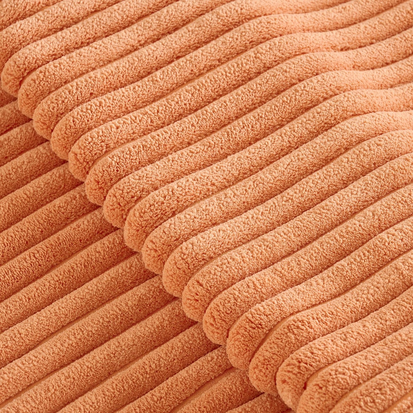Fancy Homi Set of 2 Orange Fall Lumbar Rectangle Throw Pillow Covers 12x20 Inch for Couch Bed Chair, Autumn Halloween Thanksgiving Gift, Soft Plush Thick Striped Corduroy Aesthetic Home Decor 30x50cm