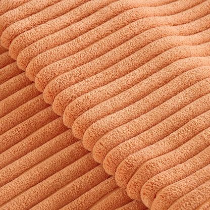 Fancy Homi Set of 2 Orange Fall Lumbar Rectangle Throw Pillow Covers 12x20 Inch for Couch Bed Chair, Autumn Halloween Thanksgiving Gift, Soft Plush Thick Striped Corduroy Aesthetic Home Decor 30x50cm