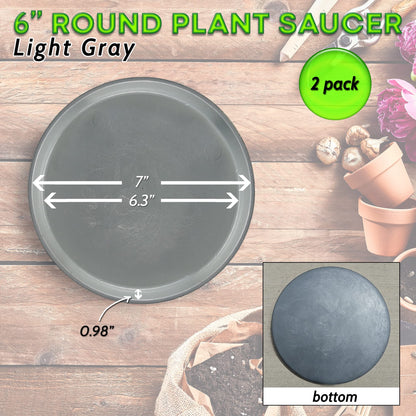 Little Bear Peak Round Composite Plant Saucer/Tray (2-Pack) | 60% Recycled Plastics & 40% Stone/Wood Powder | Heavy-Duty Water Catcher | Indoor & Outdoor use | Recycle at End of Life | Water Flowers