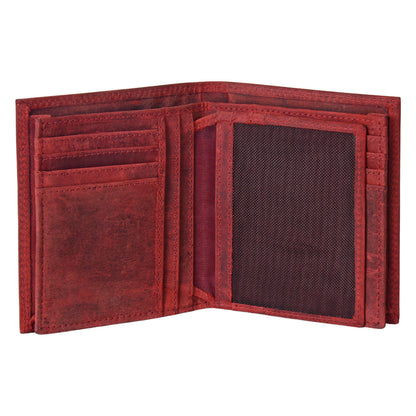 ASAD Genuine Leather Wallet for Men & Women | Compact & Spacious with 18 Card Slots, Expandable Currency Compartment & ID Window | Double-Stitched, RFID Blocking | Bordo Crazy Horse American Flag