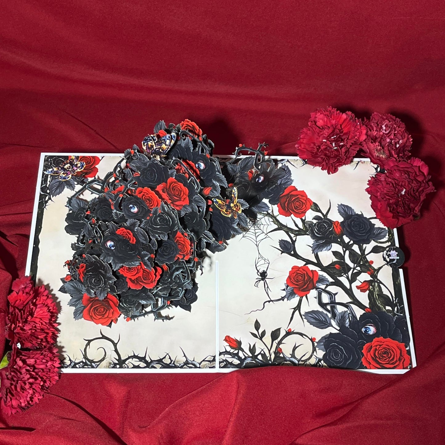 4BO Craft Gothic Black Rose 3D Greeting Card, Halloween Pop Up Card, Happy Halloween Birthday Card, Spooky Anniversary Cards for Wife Women, Goth Valentines Card
