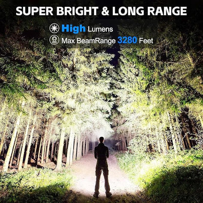 3 Pack Rechargeable LED Flashlights 990,000 Lumens, Adjustable, 5 Modes, IPX7 Waterproof, Powerful Handheld Flash Lights for Camping Hiking Emergency Home (M-3P)