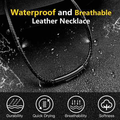 Oaldilee 3MM Black Leather Cord Necklace, 24 Inches String Wax Rope Black Chain Necklaces with Black Clasp