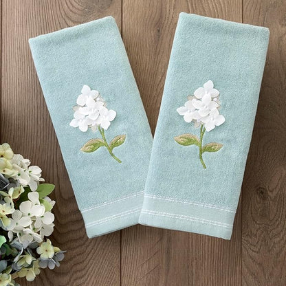SKL Home Farm Hydrangea 100% Cotton 3D Embroidered 2pc Hand Towel Set,
