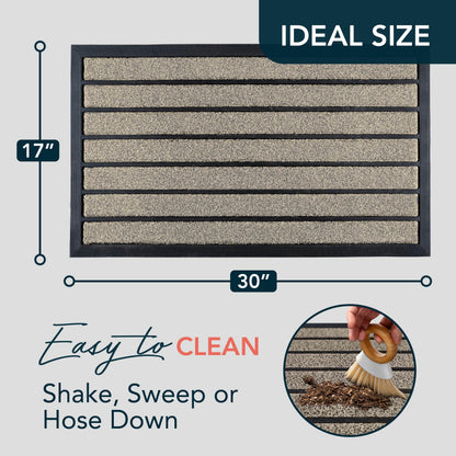 ubdyo Extra Durable Door Mat - Dirt Trapping Outdoor Welcome Mats - Non-Slip Outdoor Indoor Entrance - Low Profile Front Doormat (30" x 17", Bright Beige)