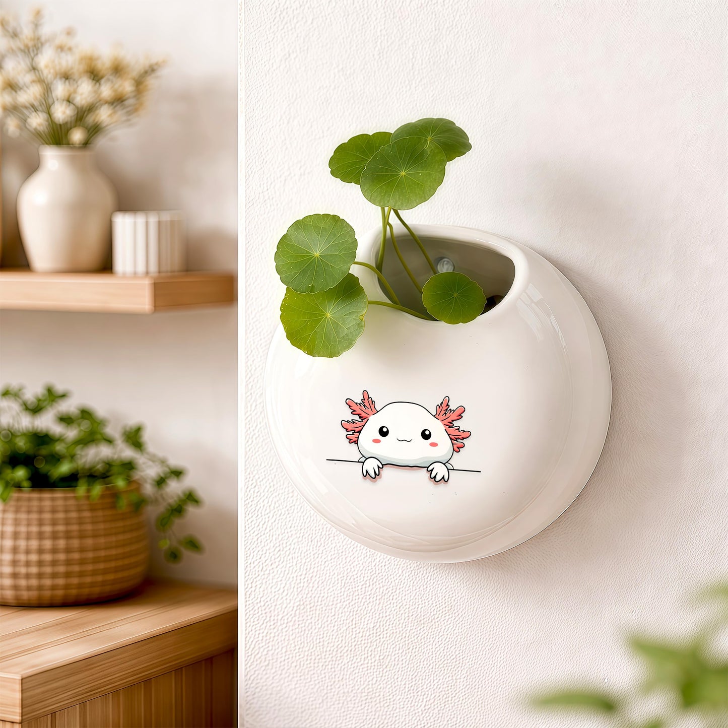 BJDAMAI Axolotl Small Wall Planters for Indoor Outdoor Pots Ceramic, Gifts for Women Teens Girls Kids, Axolotl Lovers Themed Gifts Decor Stuff Things Items!