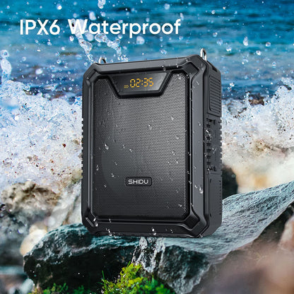 SHIDU 30W Voice Amplifier with Wireless Microphone, IPX6 Waterproof Amplifier Wireless & Wired Microphone Bluetooth Speaker Personal Megaphone for Teachers Meeting Speech Outdoors-M1000