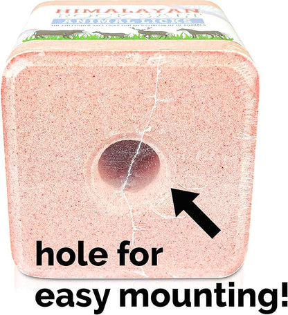 Salt Block for Deer & Horses – Compressed Mineral Salt Lick for Livestock, Cattle & Goats – Himalayan Secrets Pink Rock Salt Block (2.5LB/2KG, Block w/Mounting Hole)