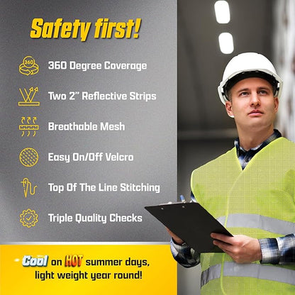 PeerBasics Safety Vests 5 Pack - Orange Reflective High Visibility, Men Women