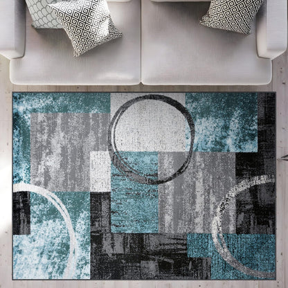 Rugshop Contemporary Circle Design Area Rug, Durable Fade-Resistant Carpet Alfombras for Bedroom, Living Room and Dining Room, Gray, 7'10" x 10'2"