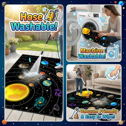 Solar System Galaxy Rug for Boys' Room - Space Carpet, 4'x5'