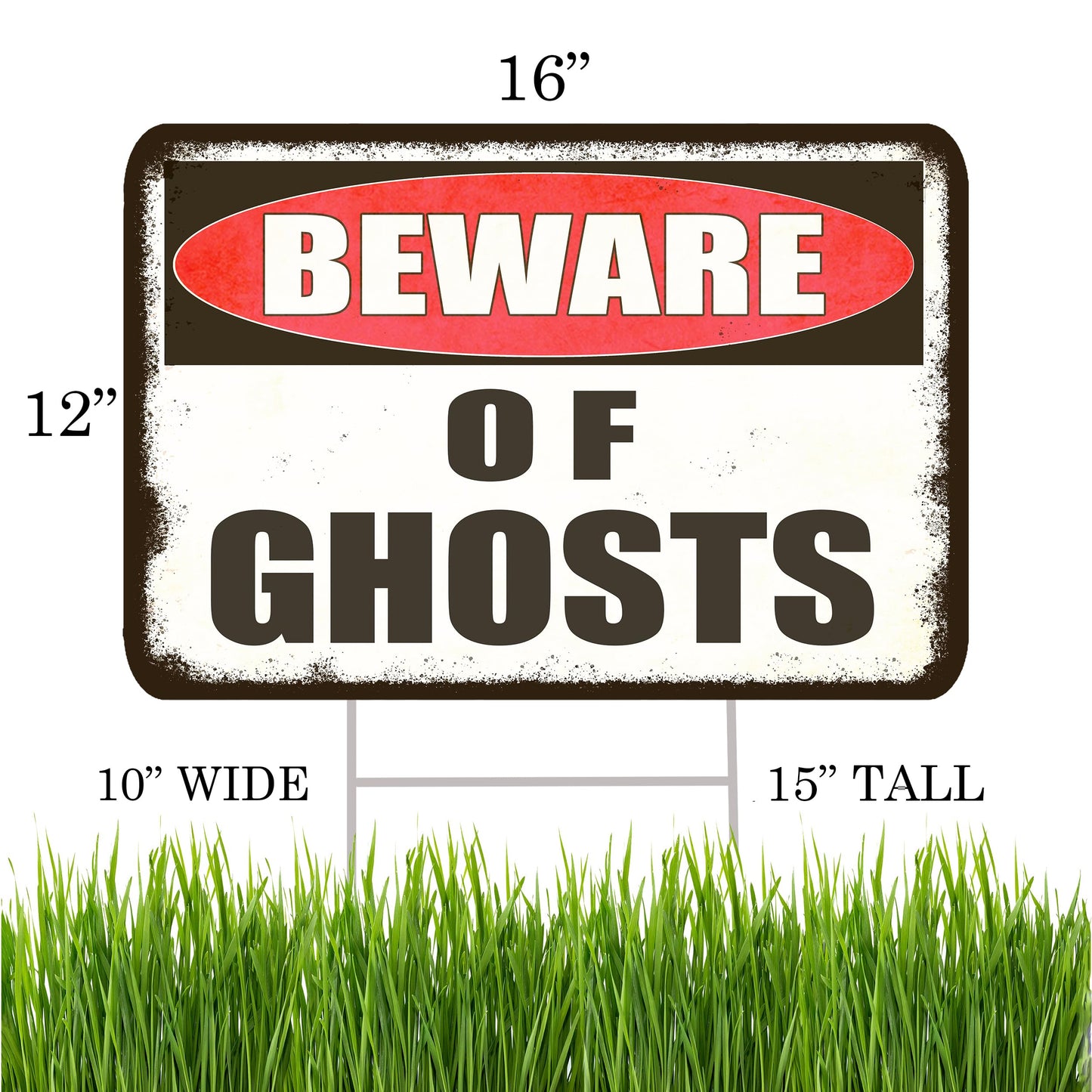 Large Beware of Ghosts Danger Keep Out Halloween Yard Sign Home Outdoor Lawn Decoration With Stakes Scary Spooky Decor 17x13 Inches (Ghosts)
