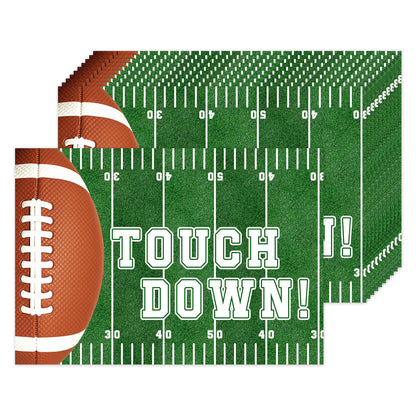 CHAROUP 50 Pack Disposable Football Paper Placemats, Football Theme Table Mats 16x11 inch Rugby Disposable Placement Mats for Outdoor Sport Theme Party Supplies Kitchen Dining Table Decoration
