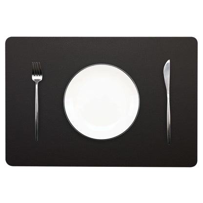 Wipeable Placemats Leather Table Mats Waterproof Heat-Resistant Easy to Clean for Dining Table Set Kitchen Table (6, Black)