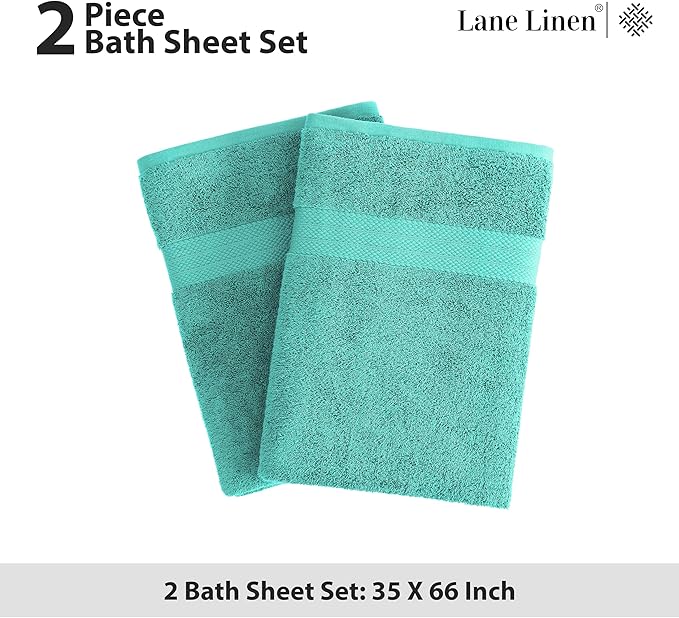 LANE LINEN 100% Pure Cotton Bath Sheets 2 Pack
