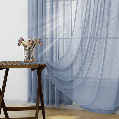 KOUFALL Nursery Curtains Baby Boys Room,Light Dusty Blue Sheer Classroom Curtains for Windows,63 Inch Length 2 Panel Set