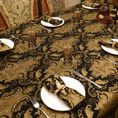 Loom and Mill Luxury Cloth Napkins 18x18 inch, 4 Pack Classic Damask Jacquard Dinner Napkins for Dining Kitchen Party Halloween Holiday Decorations, Durable Washable Table Linen Napkin(Black, 18x18in)