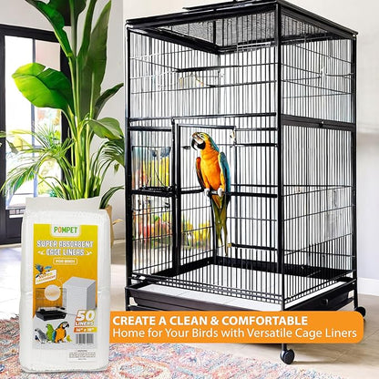 14" X 18" Disposable Bird cage Liners 50 Units, Super Absorbent, Parakeets, Cockatiels, Doves, Canaries, Parrots