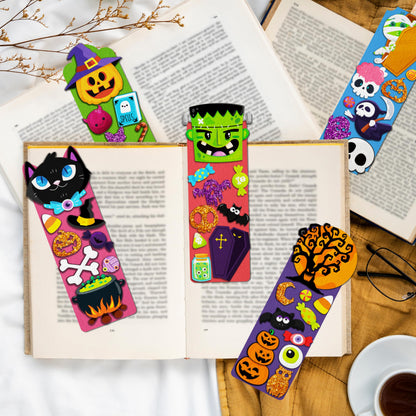 80UncleKimby 40 Sets Halloween Bookmark DIY Craft Kit with Stickers Accessories for Party Activities Craft Projects Gifts