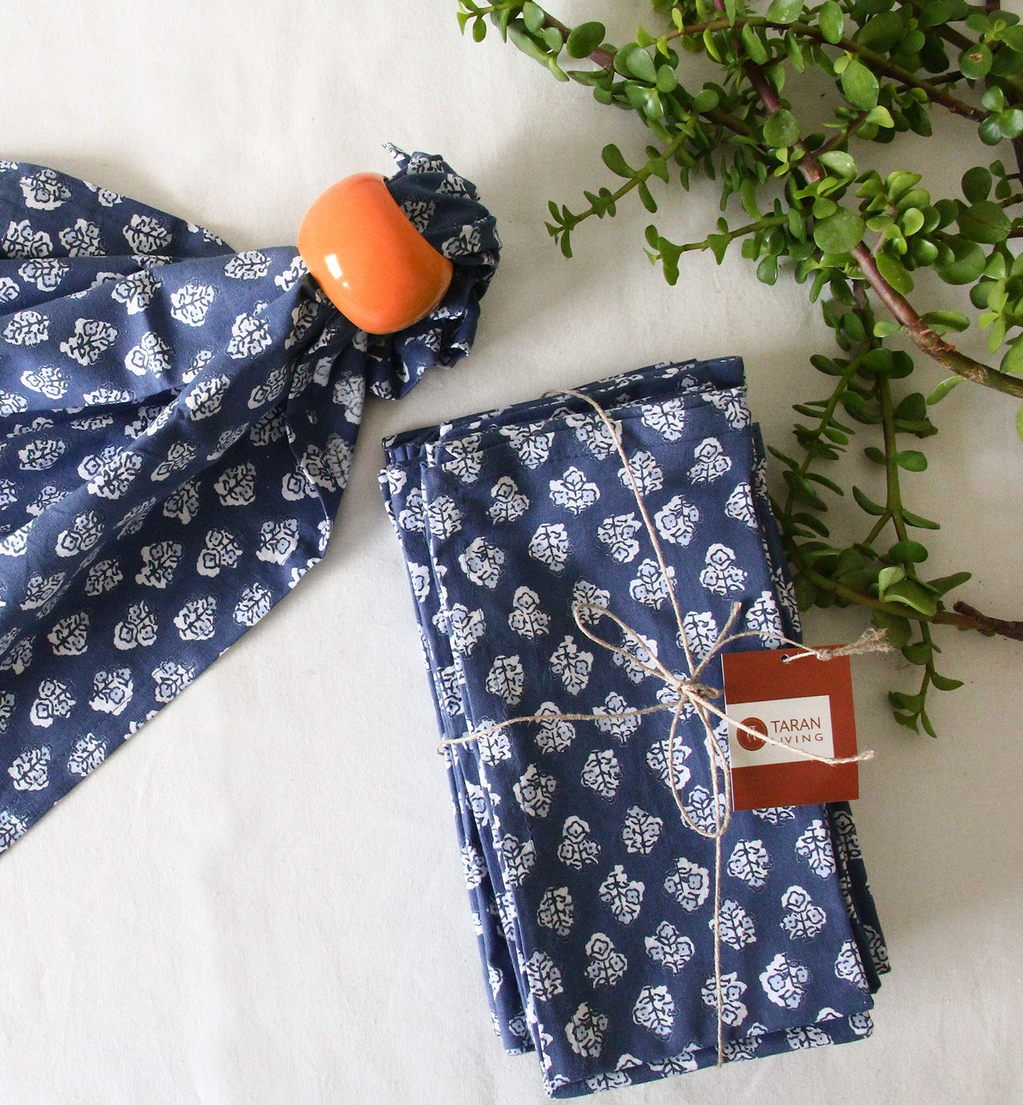 Taran Living Cloth Napkins Set of 12, Printed Floral Blue Fall Dinner Napkins, Soft Washable Table Napkins for HaloweenThanksgiving Christmas Parties Holiday Farhouse Décor, 18x 18