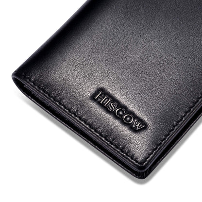 HISCOW Leather Business Card Case Holder for Men & Women, Italian Calfskin (Black)