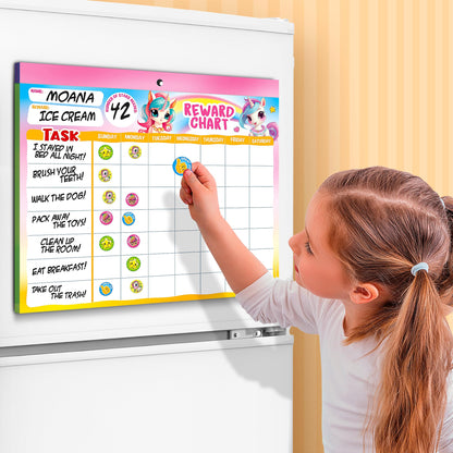Behavior Reward System - Pad with 26 Chore Charts for Kids, 1400 Stickers to Motivate Responsibility & Good Habits (Unicorn)