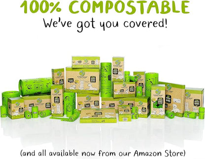 PLANET POOP Home Compostable Dog Poop Bags on Refill Rolls, 60 Un-Scented Pet Waste Bags, Thick Leakproof Plant-Based Doggy Bag, Cat & Dogs Supplies