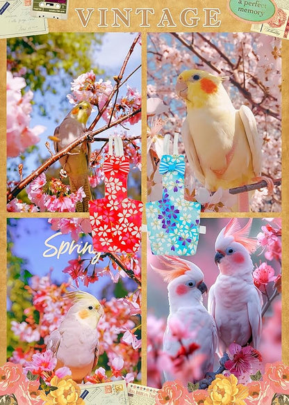 2 Pcs Bird Diapers Bird Harness Flight Suits Diapers with 80in Flying Leash Reusable Parrot Nappy with Waterproof Inner Layer for Cockatiel Budgie Conure Parakeet Lovebird-Red&Light Blue