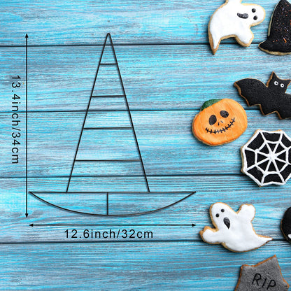 Hotop 5 Pieces Hat Shaped Metal Wreath Form Elf Hats Wreath Frame Pirate Ship Witch Hat Metal Frame for Christmas Halloween DIY Crafts Holiday New Year Wall Door Decors (12.6 x 13.4 Inch)