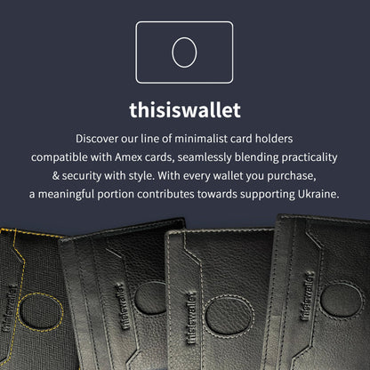 6 Card Minimalist Wallet for Men & Women - Genuine Leather Ultra Thin Black Credit Card Holder - Compatible with Amex Cards