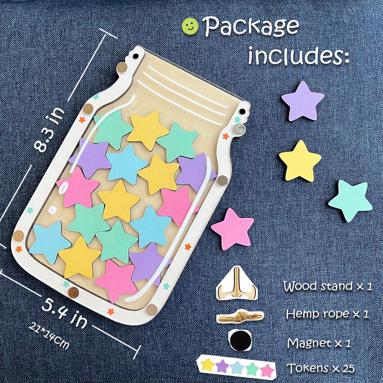 Magnetic Reward Jar for Kids, Classroom Reward System, Star Reward Jar, Incentive Good Behavior Responsibility Chart, Potty Training Rewards, Behavior jar for Boys Girls (Star)