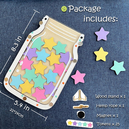 Magnetic Reward Jar for Kids, Classroom Reward System, Star Reward Jar, Incentive Good Behavior Responsibility Chart, Potty Training Rewards, Behavior jar for Boys Girls (Star)