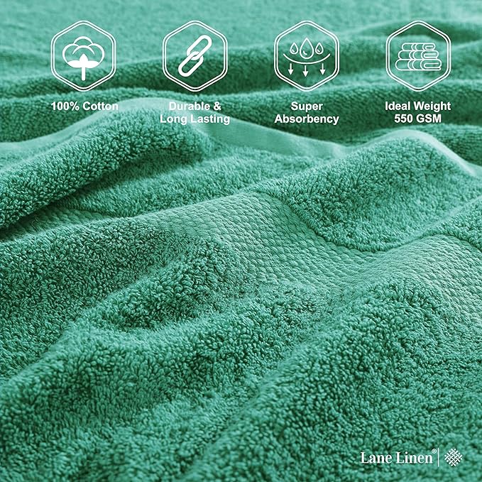 LANE LINEN 100% Cotton Oversized Bath Towels Set of 4
